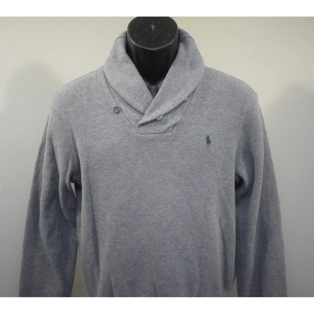 Polo Ralph Lauren Cowl Neck Sweater‎ Gray Long Sleeve Pullover Mens Size Small